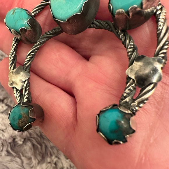 Turquoise naja paper clip 925 solid sterling silver necklace - Picture 5 of 8